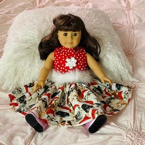 Handmade AG Doll Santa Cats Dress, Feather Waist